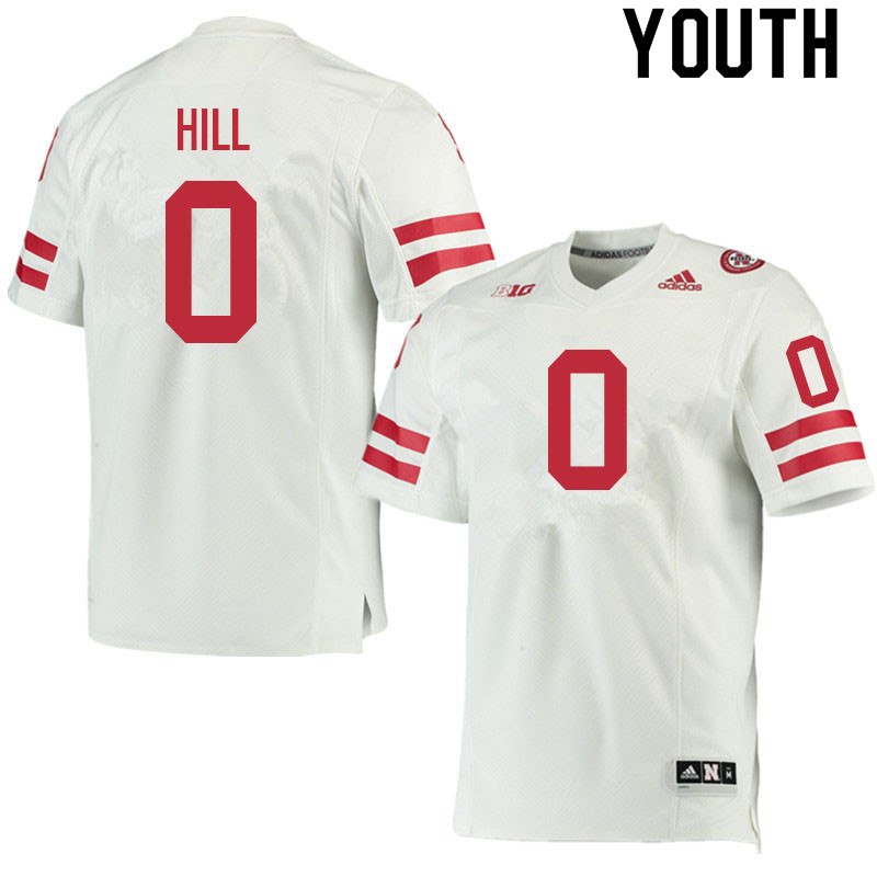 Youth #0 Tommi Hill Nebraska Cornhuskers College Football Jerseys Sale-White - Click Image to Close